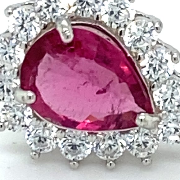 Rubellite 1.70ct White Gold Finish Silver Pendant - Picture 6 of 6
